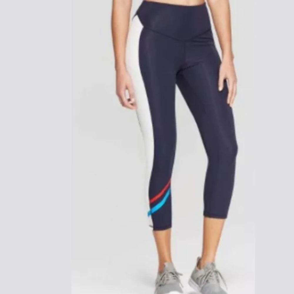 🌻3/$20 C9 Champion Capri High Waist Color-block Navy & White Leggings, Size M
